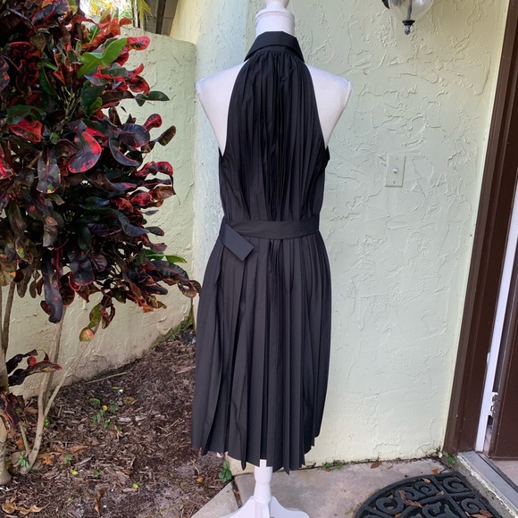 Elie Tahari Pleated Fit & Flare Belted Halter Midi-Dress - Picture 12 of 16